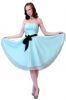 Elegant Strapless Bridesmaid Prom Homecoming Chiffon Short Dress with Removable Satin Belt