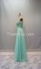 Y035 Sheer Scoop Neckline Strapless Beaded Embroidery Chiffon Evening Dress