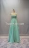 Y035 Sheer Scoop Neckline Strapless Beaded Embroidery Chiffon Evening Dress