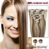 100% virgin Brazilian straight 20 inch virgi Brazilian clip in hair extensions,100g 10pcs set, Light Brown (#6)