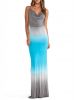 Dongguan clothing fashion woman backless dip-dye jersey maxi dress