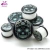 Black Acrylic Skull Stash Screw ear plugs gauges male body piercing je