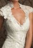 A Line V Neck Short Sleeve Appliques Court Train Lace Wedding Dresses