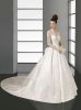 Ball Gown V Neck Long Sleeve Natural Waist Floor Length Satin Wedding Dress