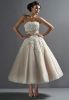 Princess Strapless Empire Ankle Length Tulle with Lace Wedding Dress