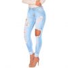 Fashionable skinny fit ripped denim jeans for women