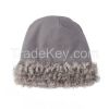 2015 Winter Fashion Women Rabbit Fur Knit Beanies Handmade Pompom Caps