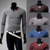 V-neck Long Sleeve T-shirt Male (Free Shipping! Big yards)