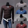 V-neck Long Sleeve T-shirt Male (Free Shipping! Big yards)