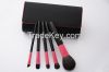 5 pieces black makeup brush set with a cloth bag 