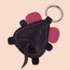 Cute Little Black Mouse Leather Animal Keychain 