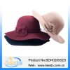 Top quality women wool felt wide brim cloche floppy hat with flower in stock