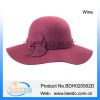 Top quality women wool felt wide brim cloche floppy hat with flower in stock