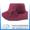 Top quality women wool felt wide brim cloche floppy hat with flower in stock