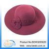 Top quality women wool felt wide brim cloche floppy hat with flower in stock