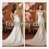 V-neck Applique Wrapped Bridal Gown