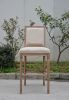 french style solid wood bar chair, antique bistro square back bar chair