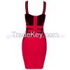 New style arabic evening dress the most beautiful red and black bodycon dress