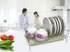 metal storage racks for dish and bowls in kitchen