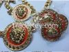 2014 New Fahion Jewelry Gold Plated Enameled Lion Head Necklace Earrin