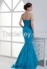 Full flower sweetheart sheath pleated silk long evening dress