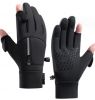 Winter cycling gloves for men, non-slip, warm and thickened, two-finger touch screen sports fishing cycling gloves