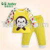 2015New 100%Cotton Spring Autumn Baby Boy Clothing Set Fashion Monkey Baby Newborn Tops+Pants Baby Girl Clothes Suits Infant