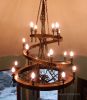 Wrought iron spiral chandelier.