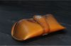 Genuine Cowhide Leather Sunglasses Case Eyeglass Designer Case clam shell box