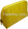 Popular Yellow Leather Cosmetic Pouch For Lady