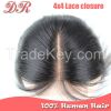 Cheap 6A Grade Virgin Brazilian Closure 4X4 Swiss Lace Brazilian Virgin Hair Closure Silk Straight Middle/Free Part Lace Closure