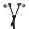 Cheap colorful metal in-ear zipper earphone with mic, headphone for mo