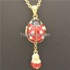 Ladybug Gold Plated Russian Style Faberge Easter Egg Enameled pendant necklace