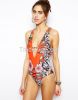 women floral deep v swimwear suit