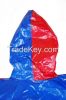 R-1021-1002-2 BLUE AND RED SHINY PVC VINYL KIDS RAIN WEATHERPROOF JACKET