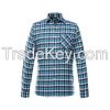 Fashionable men's long sleeve formal oxford cotton check shirt with chest pocket