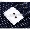 Stylish long sleeve dot dress shirt with white collar and cuff