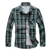 Latest style men's long sleeve casual check shirt with chest pocket