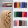 Fashion Luxury Summer Beach Lightweight Cotton Voile Hijab Scarf With Pearls Customized Design Beaded Bulk Scarves Shawl