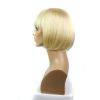  Beautiful Blonde Short Bob  Straight Hair With Slanting Bang