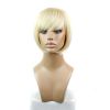  Beautiful Blonde Short Bob  Straight Hair With Slanting Bang