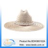 Wide brim flat brim mat straw cowboy hat with wind break