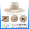Wide brim hollow straw cowboy hat with wind break