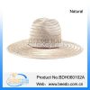 Wide brim flat brim mat straw cowboy hat with wind break