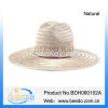 Wide brim hollow straw cowboy hat with wind break
