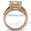 TK1665 Rose Gold Spiral Band /w Illusion & Bead Bright Setting Stainless Steel AAA Grade CZ Engagement/Anniversary Ring