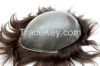 Super thin skin real human hair toupee for men 1B natural color