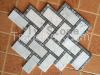 carrara white+moon stone joint tight herringbone mosaics