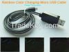 2015 Newest Design Fashion Visible Lighting 3colors Changing Data Sync Charger Charging Cable wire line Cabo De Carga for Samsung Sony Lenovo HTC Xiaomi Huawei LG