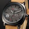 Fashion Curren Men Military Leather Strap Wrist Sport Analog Quartz Watch